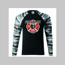 Hasiči - Firefighter ( požiarnik ) pánske tričko (nie mikina!!) s dlhými rukávmi vo farbe " metro " čiernobiely maskáč gramáž 160 g/m2 materiál 100%bavlna